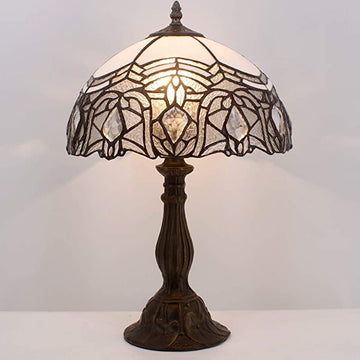 12 inch White Bent Stained Glass Crystal Lampshade Only Werfactory®  Fit for Tiffany Table Lamp